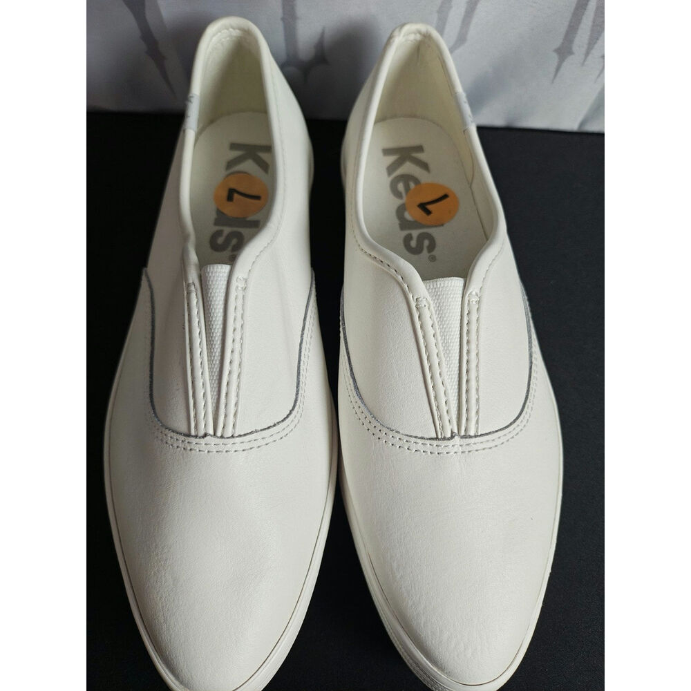 KEDS Women's 7 Champion Square Toe Canvas Slip-OnNew White
